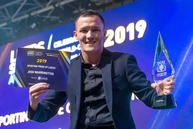 Josh Warrington with his pride of Leeds award at the Leeds Sports Awards.