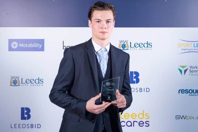 Hope Price with the young sportsman (over 16) of the year award at the Leeds Sports Awards.
