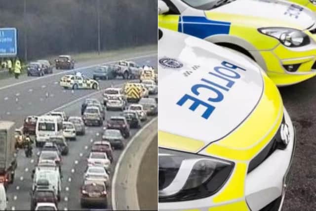 Car crash on M1 northbound causing heavy delays in Leeds. Photo credit: Highways England