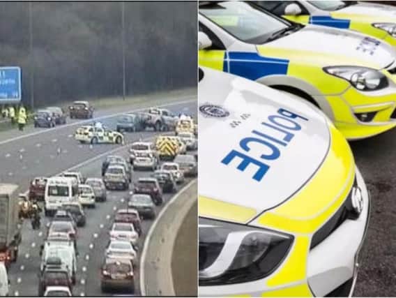 Car crash on M1 northbound causing heavy delays in Leeds. Photo credit: Highways England