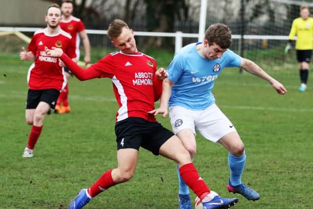 Rob Worrall in action for Knaresborough Town against Barton Town. Picture: Craig Dinsdale.