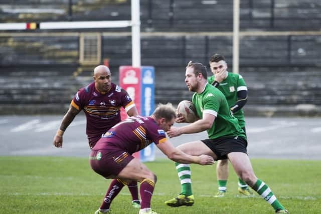 Gareth Potts, right, scored a hat-trick for Hunslet.