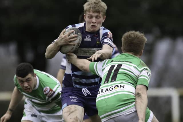 Hunslet Warriors' Dillon Thornton in action at Dewsbury Celtic. Picture: Ainsley Bennett.