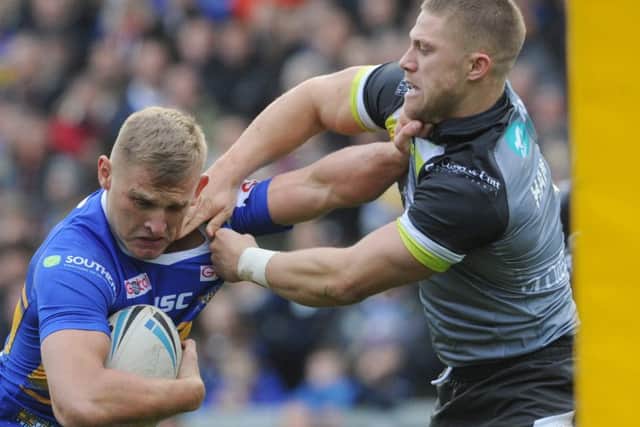 Brad Dwyer runs into Ryan Hampshire.