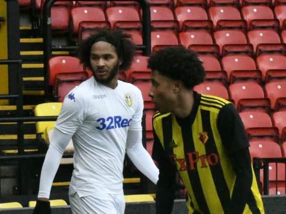 Leeds United loanee Izzy Brown in action at Vicarage Road.