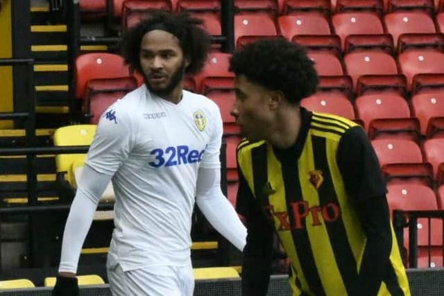 Leeds United loanee Izzy Brown in action at Vicarage Road.