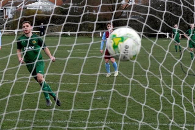 Stephen Crawford scores for Beeston from the penalty spot. PIC: Steve Riding
