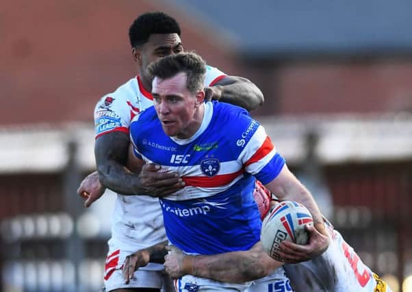 Wakefield's Matty Ashurst in action against St Helens. His recent injury is believed to be not as bad as first feared. PIC: Jonathan Gawthorpe