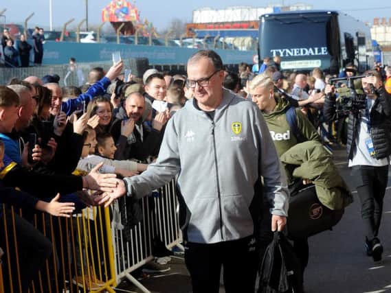 Marcelo Bielsa greets crowds at Elland Road before Leeds United's win over Bolton Wanderers.