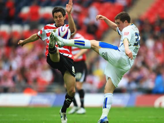 Leeds United midfielder Neil Kilkenny in action against Doncaster Rovers at Wembley.