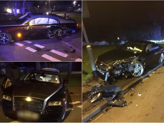 BMW and Rolls Royce crash in Wetherby, Leeds. Photo credit: West Yorkshire Police.