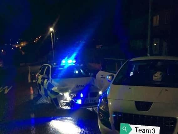 A stolen car which was pursued in Tingley was caught after the driver decided to ram into the police officers. Photo credit: West Yorkshire Police