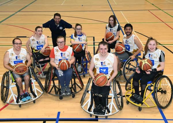 Leeds Spiders Wheelchair Basketball Club members training at Morley Leisure Centre.
 PIC: Jonathan Gawthorpe
