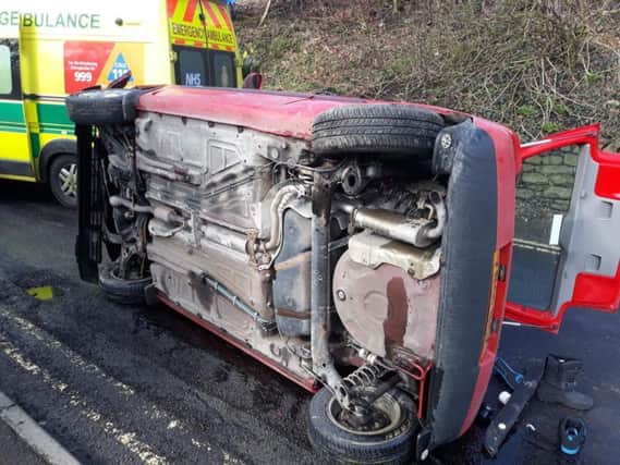 The red Volkswagen Lupo which was involved in the crash at High Bentham