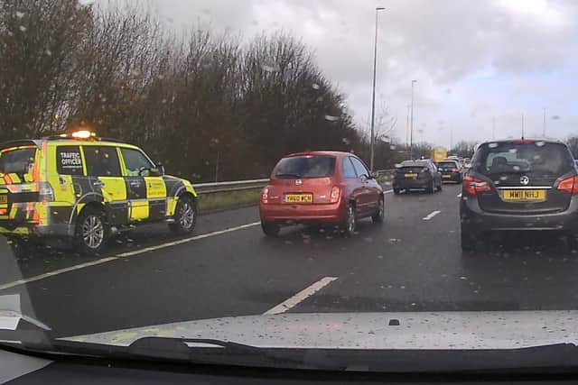 The scene on the M621 this morning. PIC: Alex Evans