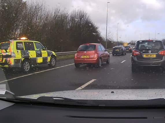 The scene on the M621 this morning. PIC: Alex Evans