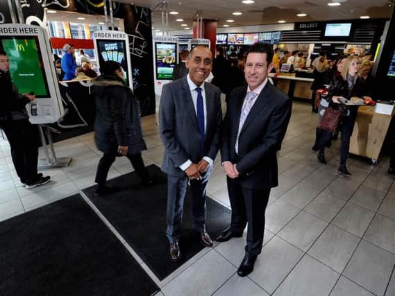 McDonald's Briggate franchisee Pritpal Singh with CEO Paul Pomroy