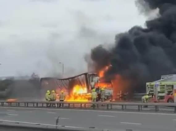 The fire on the M1 near Leeds