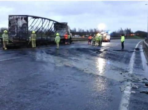 Damage to the road surface. PIC: Highways England