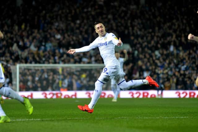 ADMIRER: Mateusz Klich, right, heads to celebrate with Leds United team mate Pablo Hernandez after his stunning early strike in the 4-0 win against West Brom.