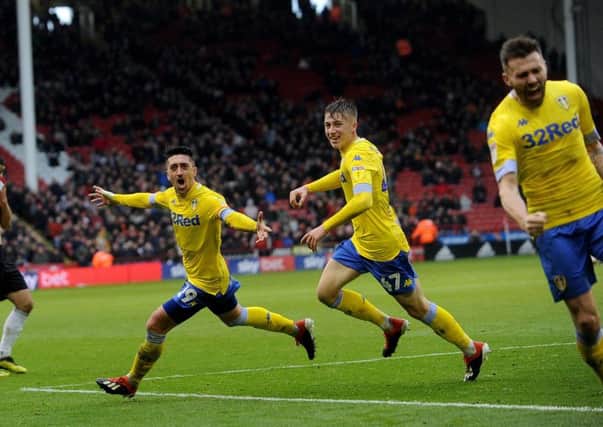 Pablo Hernandez celebrates scoring the winning goal in the 1-0 victory at Sheffield United in December. Picture: Simon Hulme