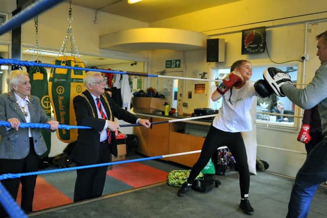 Darcy Wheatley-Smith, 13, in the boxing ring at The Hunslet Club in Leeds.