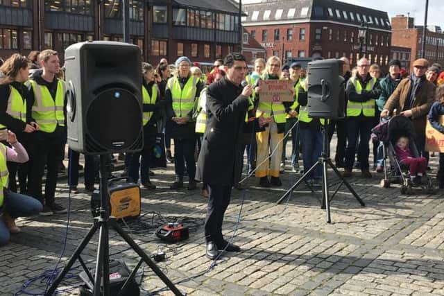 Leeds North West MP Alex Sobel gave an impassioned speech at a youth protest against climate change on Friday, March 15.