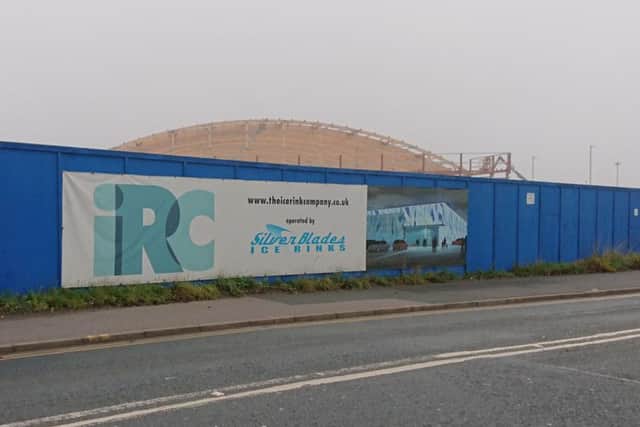 The site of the new Leeds ice rink on Elland Road - the venue is expected to open this summer.