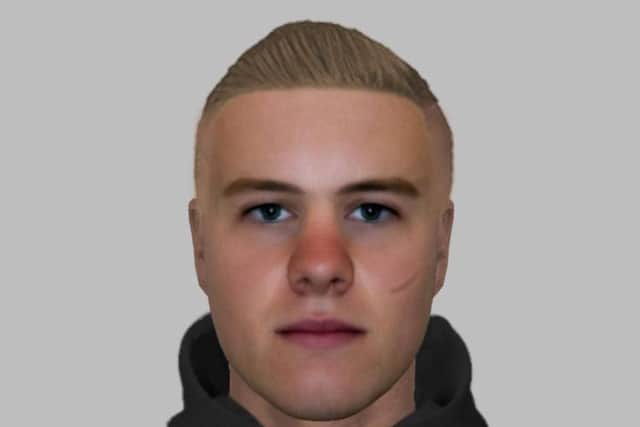 Police have released an Efit of a man they want to speak to in relation to a robbery in which the victim suffered facial injuries in Wakefield.