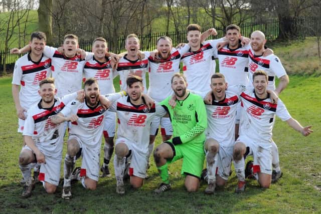 Bardsey Sunday - to all intents and purposes the winners of the Leeds Combination League Division 1 title. Back, from left, Josh Hughes, Dyan Parr, Lewis Hindley, Matt Wells, Eddie Clayton. Jack Walsh, Joe Gunby. Leon Walker.
Front, Tom Franklyn, Joel Deacey, Jordan Deacey, Will Beddard, Patrick Furlong, Robbie Decker. PIC: Steve Riding