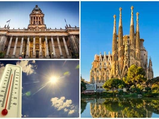 The weather of late has seen mild temperatures and more frequent sunshine, and today Leeds is set to be hotter than the Spanish city of Barcelona.