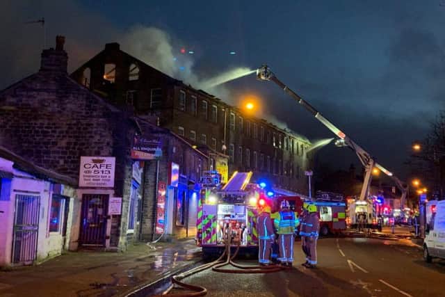 The fire at a mill in Great Horton Road, Bradford.