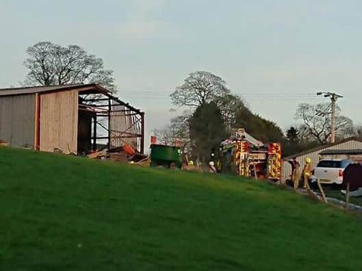 The scene at Old Lane farm, Ovenden yesterday.