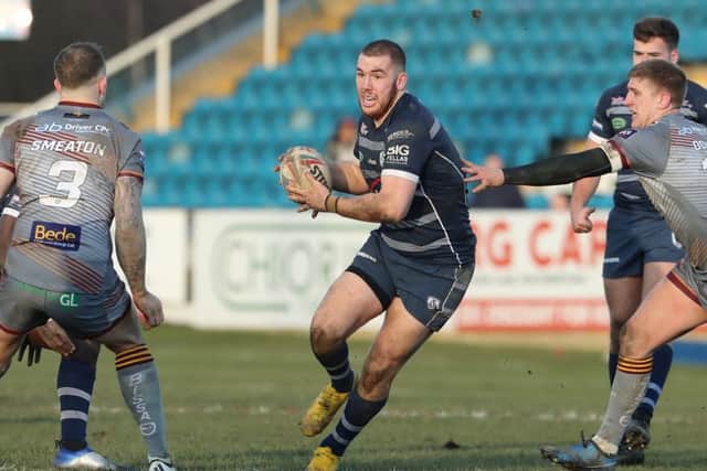 Cameron Smith playing on dual-registration for Featherstone Rovers against Batley Bulldogs. Picture Ash Allen/SWpix.com