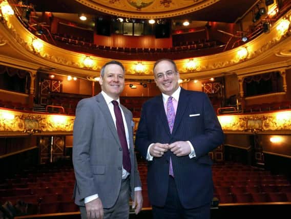 Matt Smith CEO of Key Fund and Arts Minister Michael Ellis at the Theatre Royal Wakefield.