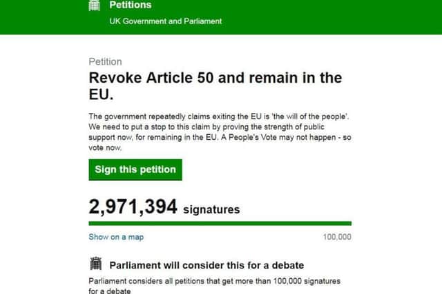 A screenshot of the petition website.