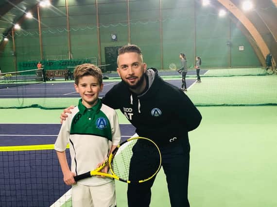 Alex Thornton with Charlie Crossland, one of Chapel Allerton Tennis & Squash Club's top young prospects.
