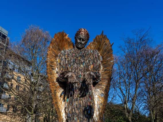 Knife Angel in The Rose Bowl, at Queens Gardens, Hull. Picture: James Hardisty.
