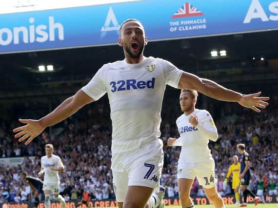 Kemar Roofe celebrates his goal in Leeds United's victory over Rotherham United in August.