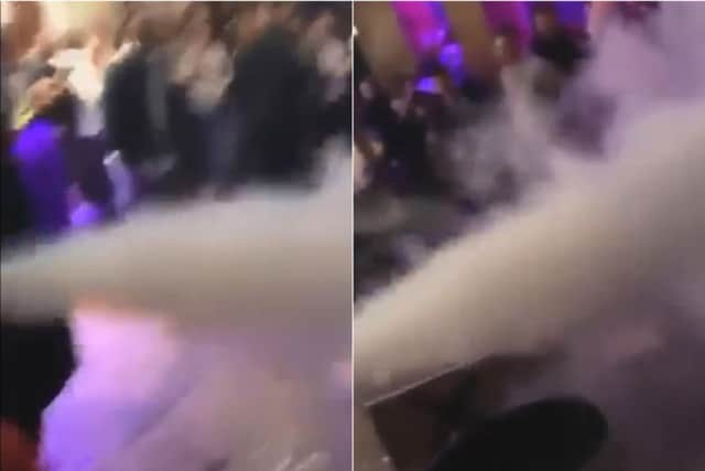 Footage from the bar shows door staff using fire extinguishers to try and control the brawl.