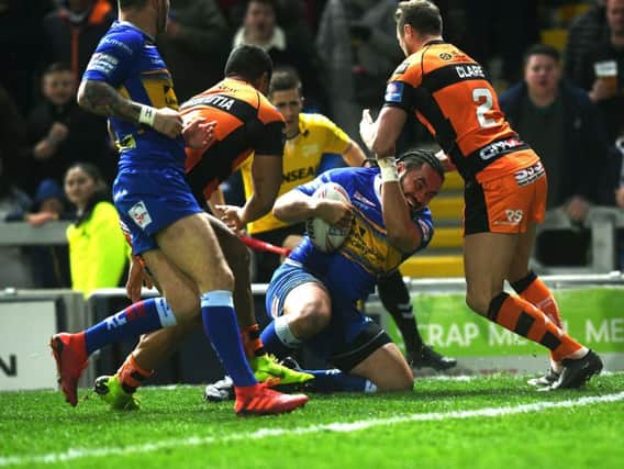 Konrad Hurrell scores the first try