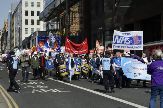 Hundreds of members from GMB, the trade union for health service workers,  with other unions and community groups held  a rally and march in Leeds on Saturday alongside Yorkshire Health Campaigns Together, to demand a better deal for NHS workers and the services they provide.