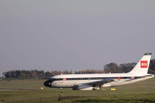 The British Airways plane in 1960s British European Airways livery