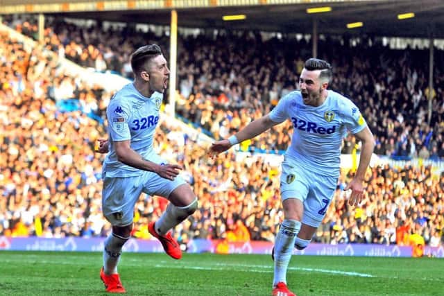 Leeds United's Pablo Hernandez celebrates the winning goal at Elland Road.