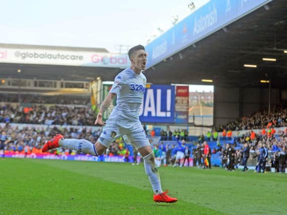 Leeds United playmaker Pablo Hernandez celebrates his winning goal.