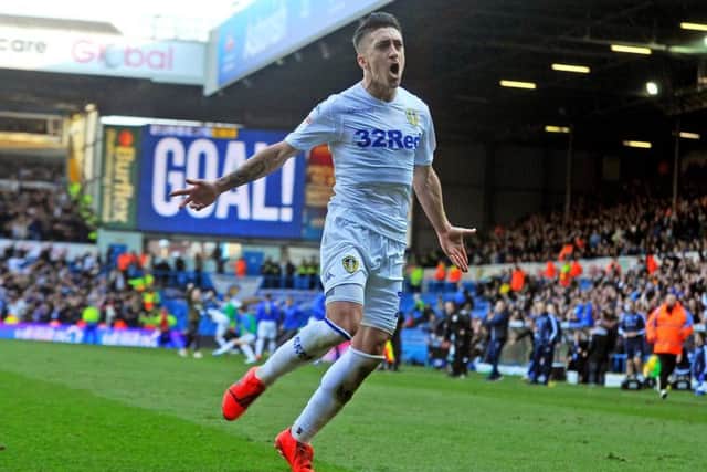 Leeds United's Pablo Hernandez celebrates winner against Millwall at Elland Road.