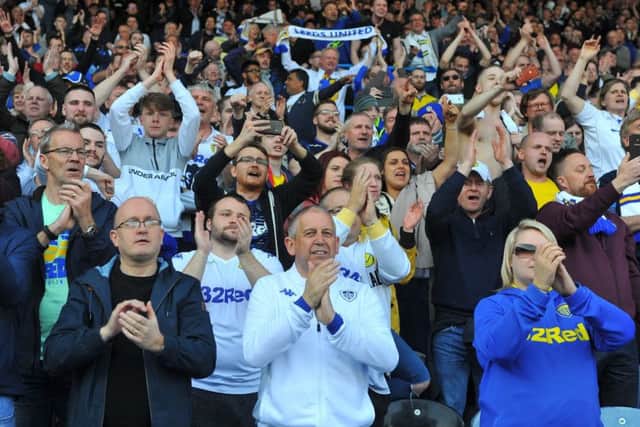 Leeds United fans get behind their side.