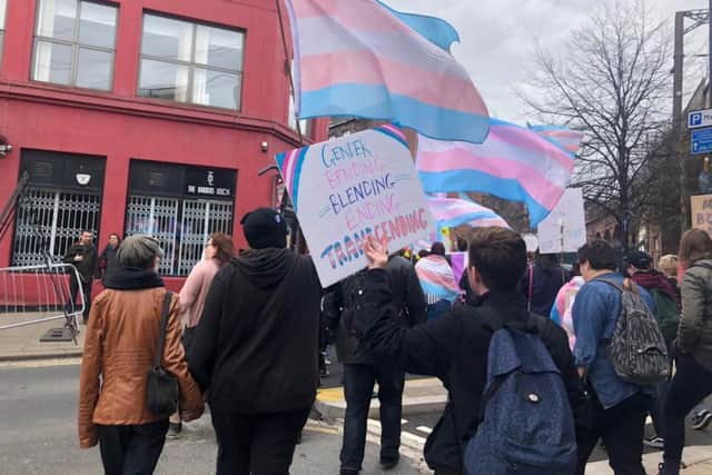 Leeds Trans Pride marchers on Kirkgate.