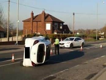The stricken Vauxhall on Denby Dale Road. (pic by Steve Smith)