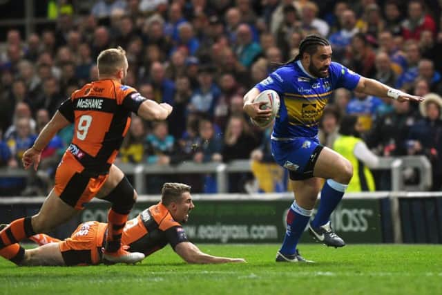 Konrad Hurrell gets away from Greg Minikin to score the opening try on Thursday.
